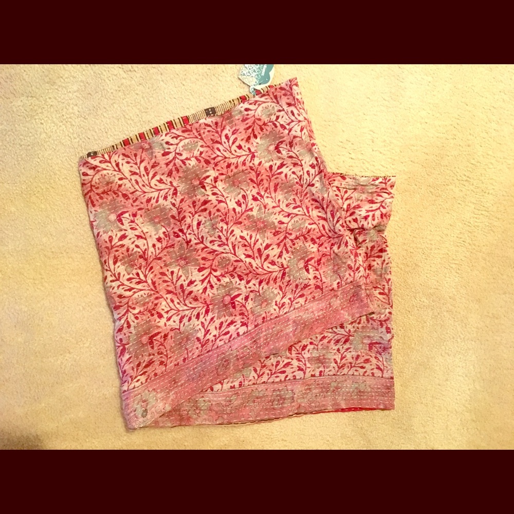 Pink flower patterned world market infinity scarf