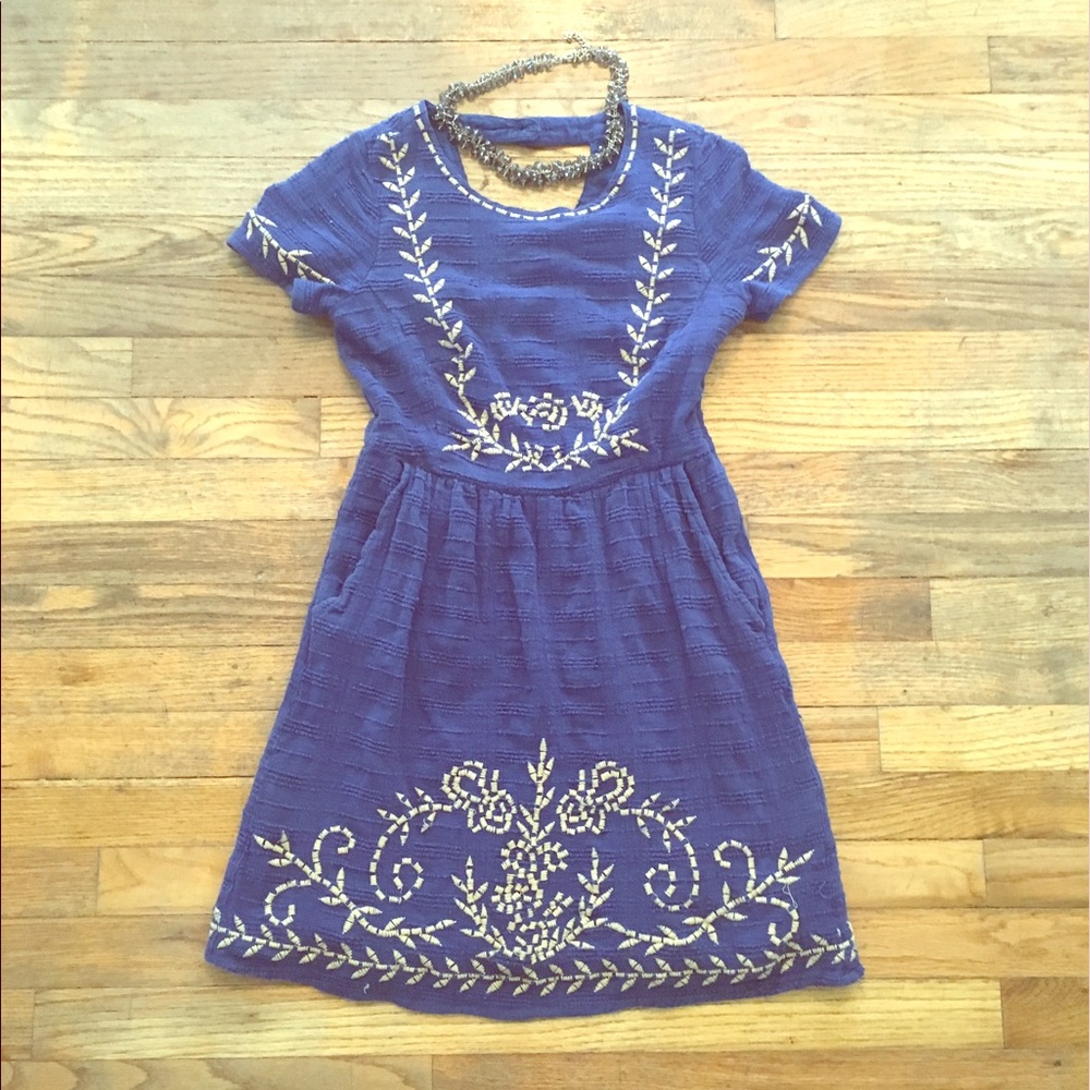 Embroidered boho blue Lucky brand dress