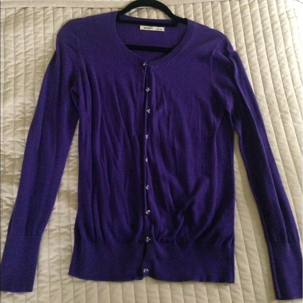 Purple Rhinestone Button Up Cardigan