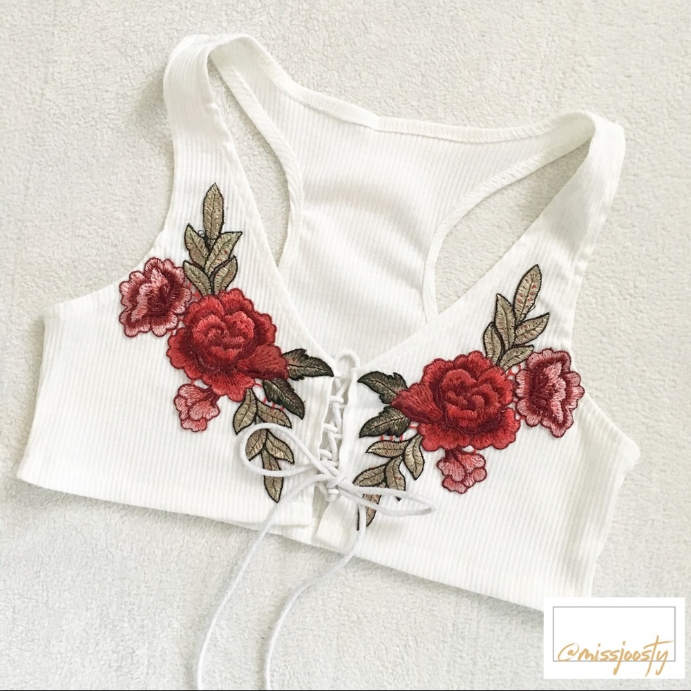 VDAY SALE 🌹 Embroidered Halter Bralette
