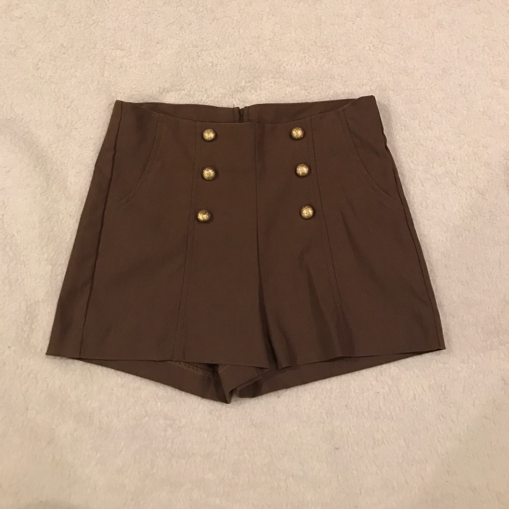 High Waisted Shorts w/ Gold Buttons