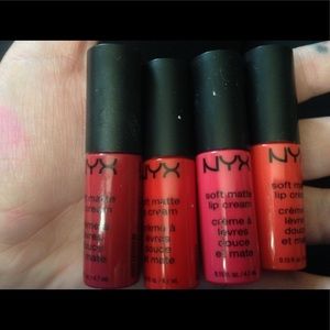4 red NYX lipcreams