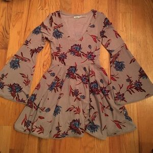 Floral dress with bell sleeves