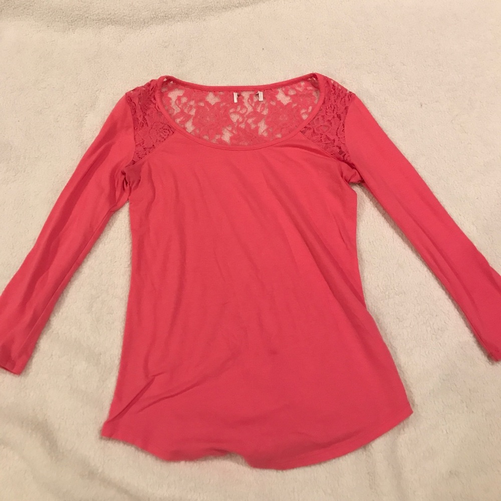 Pink Lace 3/4 Sleeve Shirt