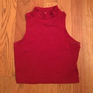 Red high neck crop top