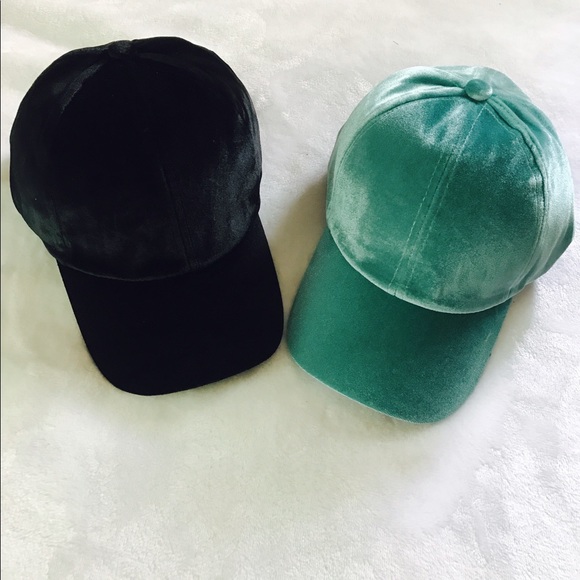 Turquise Velvet Baseball Cap - Picture 2 of 4