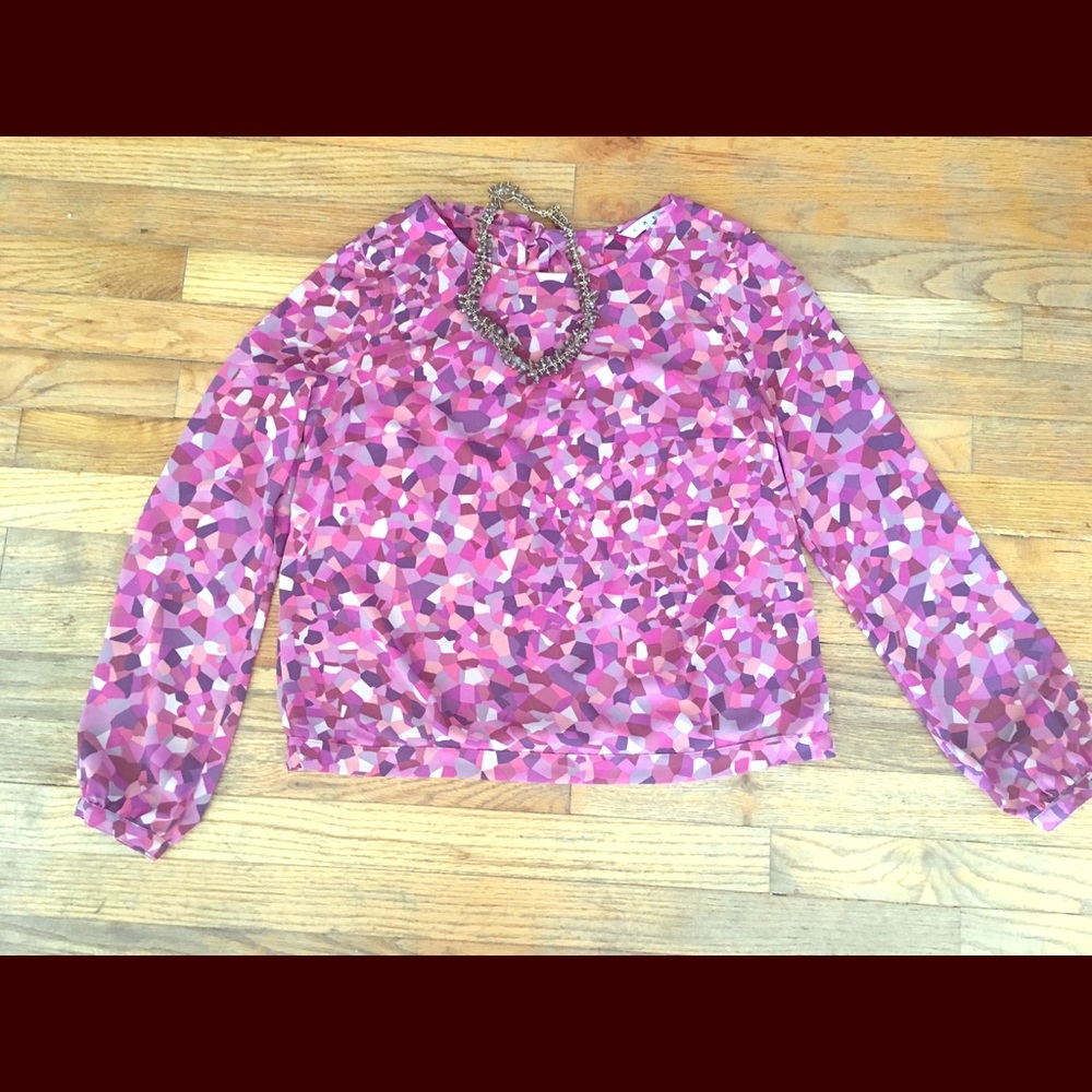 Purple and pink mosaic blouse. Perfect for work!