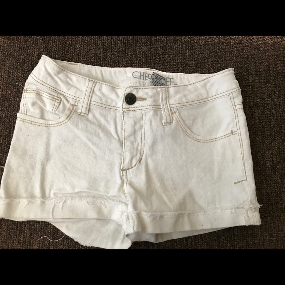 White denim shorts