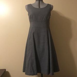 Office basic lined sleeveless fit and flare dress