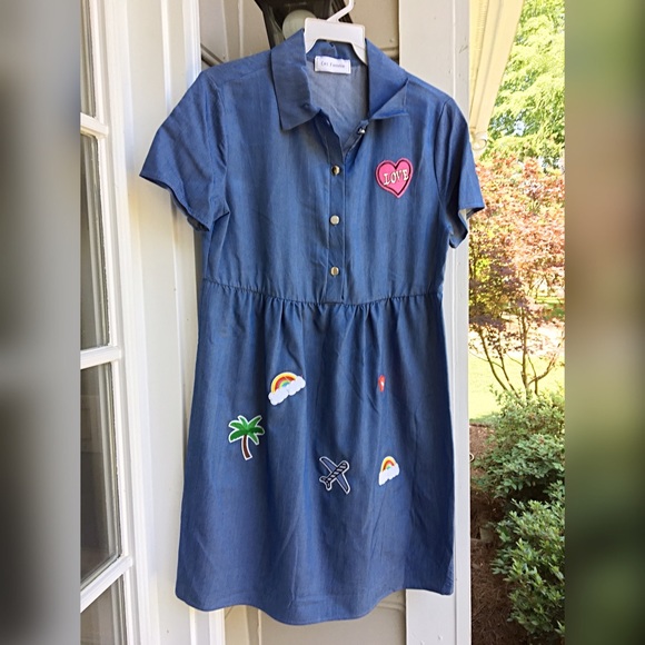 🎉 HP 🎉Amazing stretch Denim patchwork dress! - Picture 2 of 3