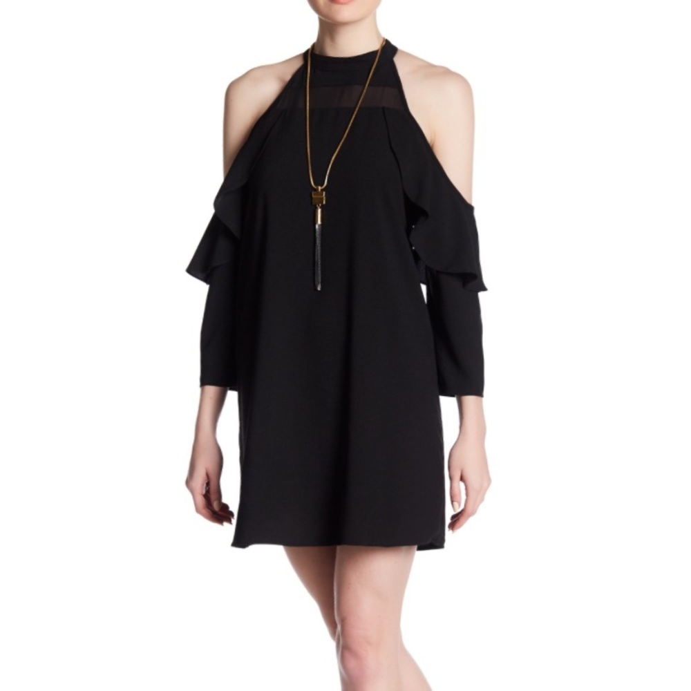 NWT 19 Cooper Cold Shoulder Shift Ruffle Dress