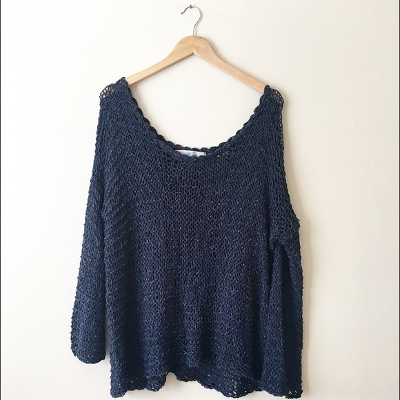 Free People Sweaters - Free People Beach Knit Sweater Navy