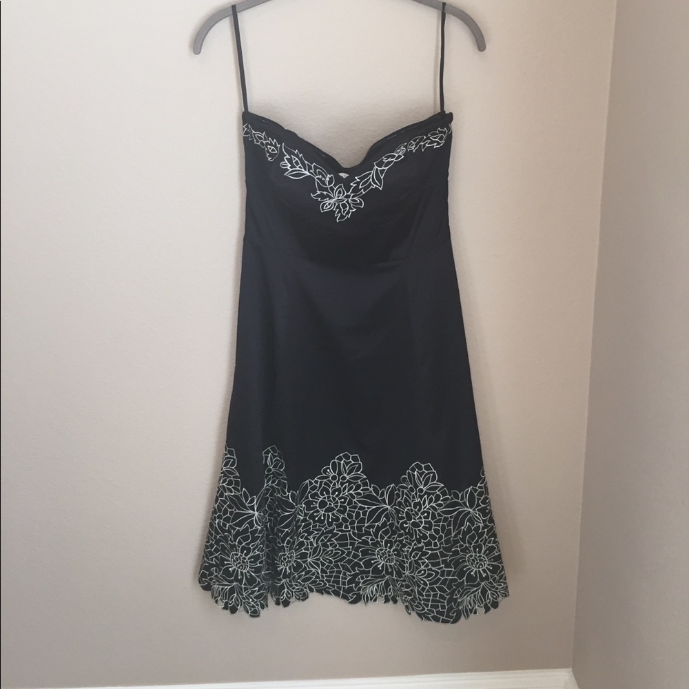 Strapless black cocktail dress