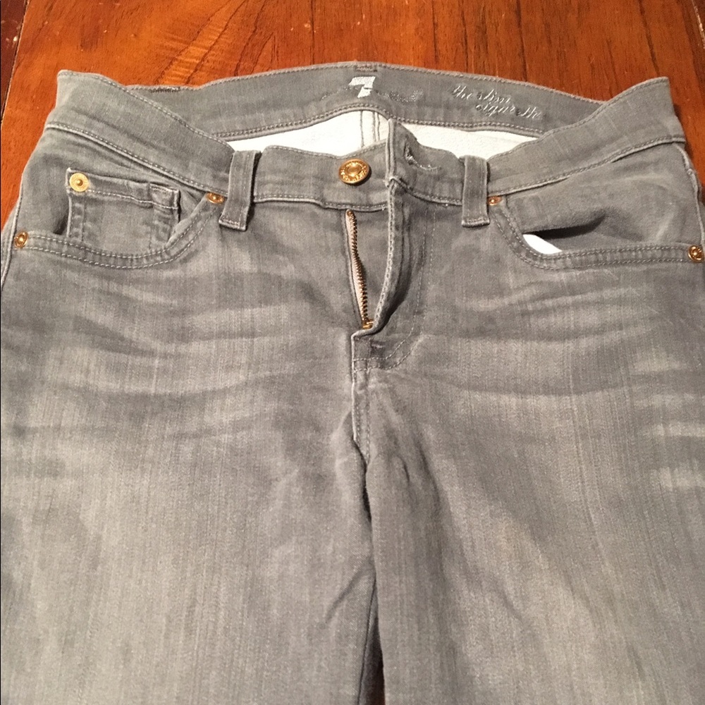 7 for All Mankind slim cigarette grey sateen jeans