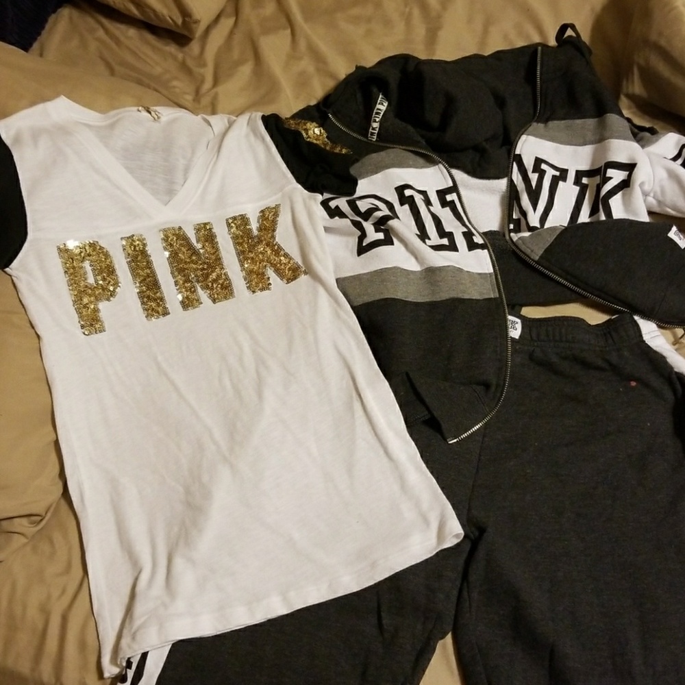 Victoria secret jumpsuit with pink studded shirt
