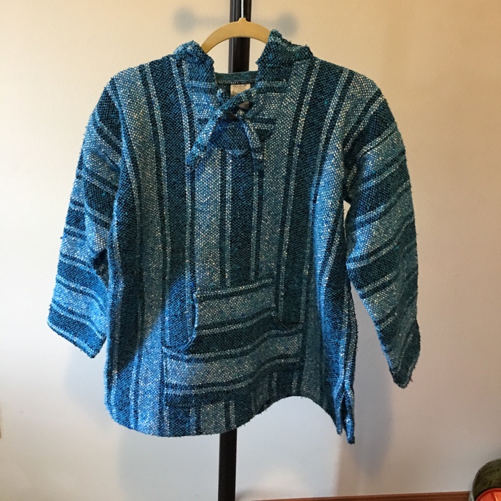 Beautiful blue poncho from Mexico!