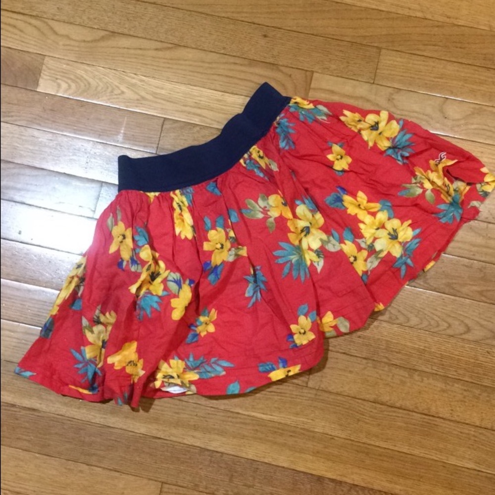 Orange Hollister Skirt with Yellow Flowers
