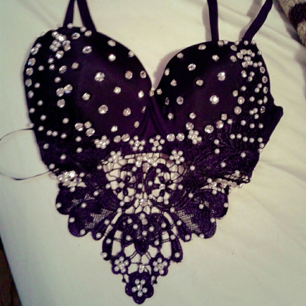 Pearl Studded Lace Bralette