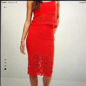 Gorgeous tomato red crochet tank and skirt co-ord