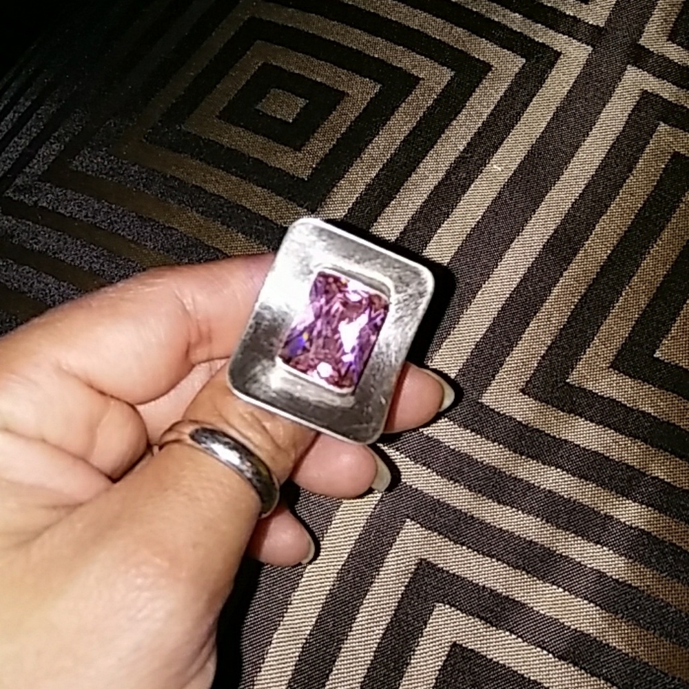 925 silver /pink stone ring