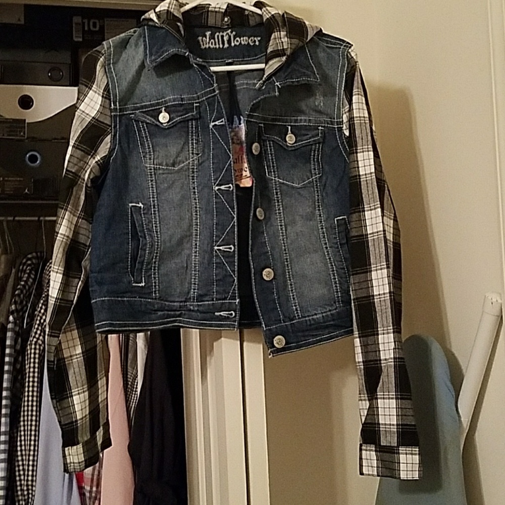 Plaid and jean jacket
