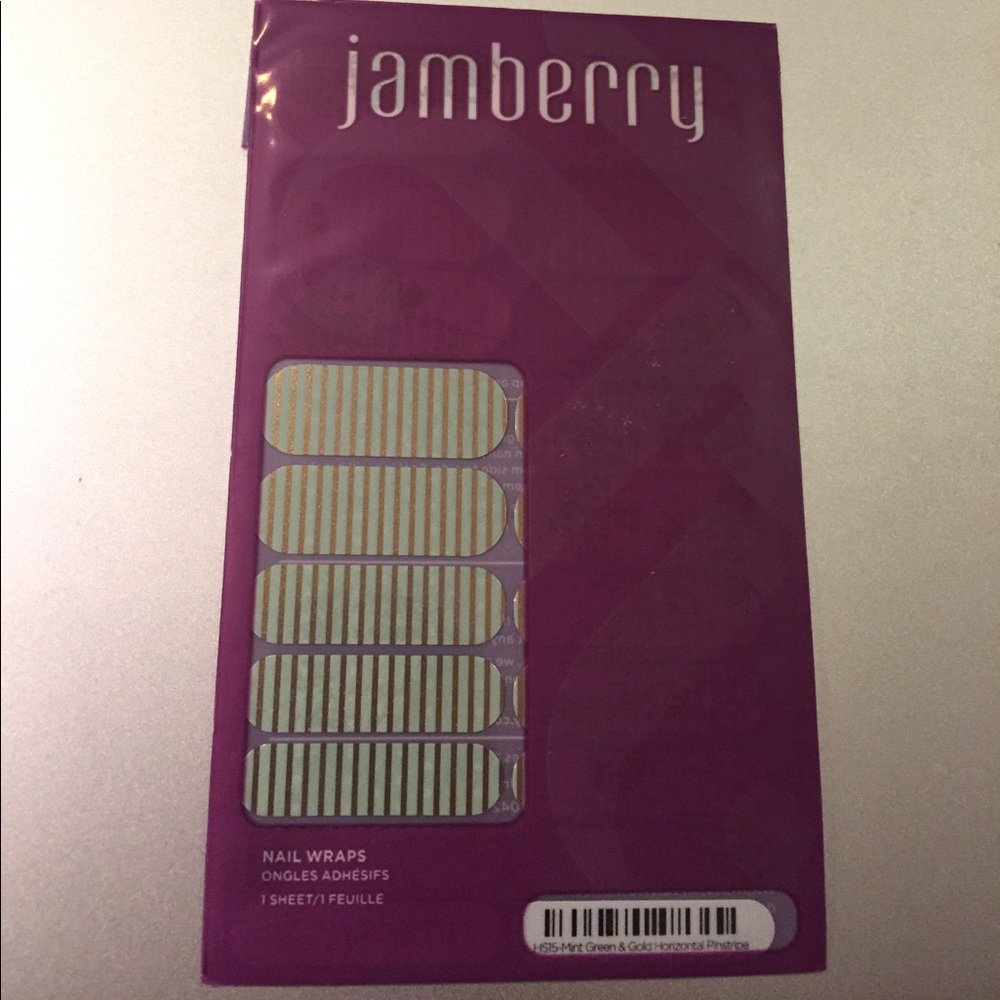 Mint Green & Gold Horizontal Pinstripe Nail Wraps