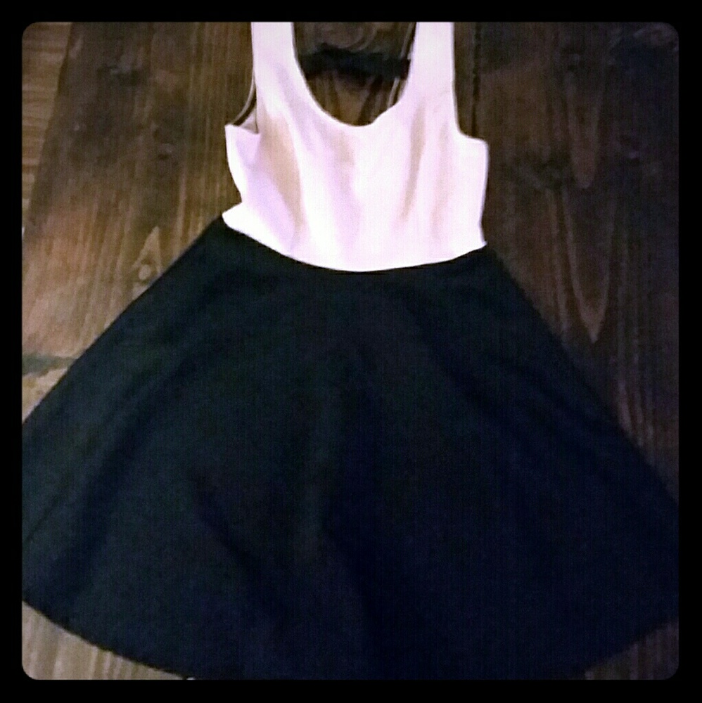 Pink and black skater dress