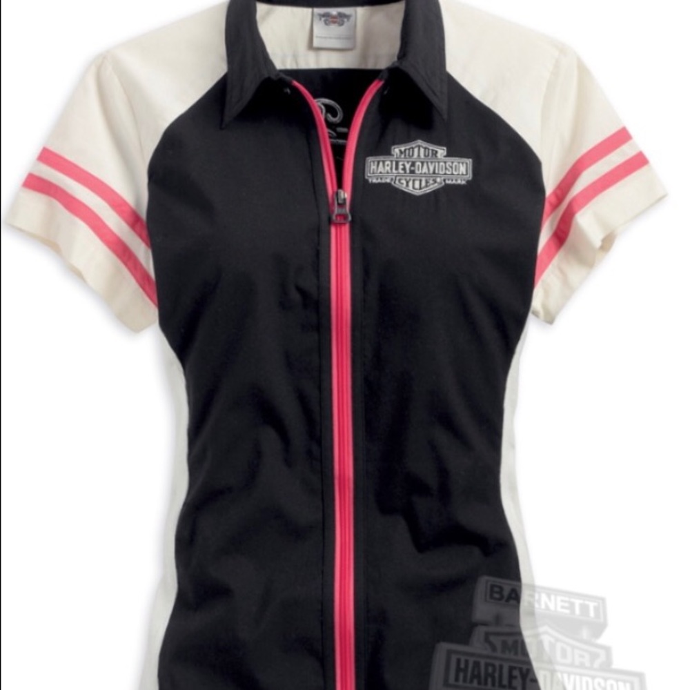 Harley-Davidson Winged Zip Front Short Sleeve
