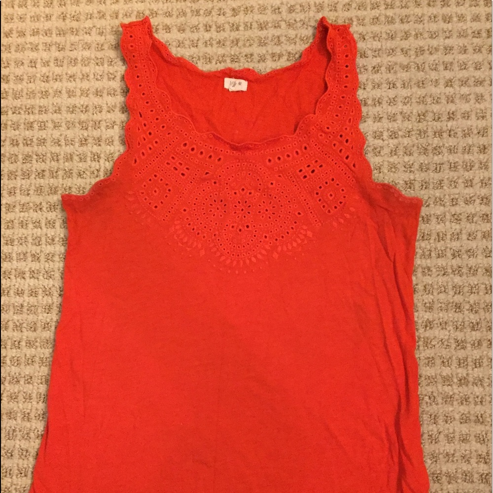 J Crew orange tshirt with lace detail