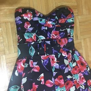BELTED FLORAL EXPRESS A-LINE DRESS $85