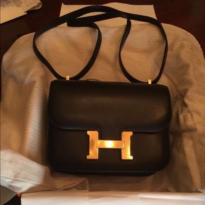 Hermes Mini Constance Black W/Gold Hardware
