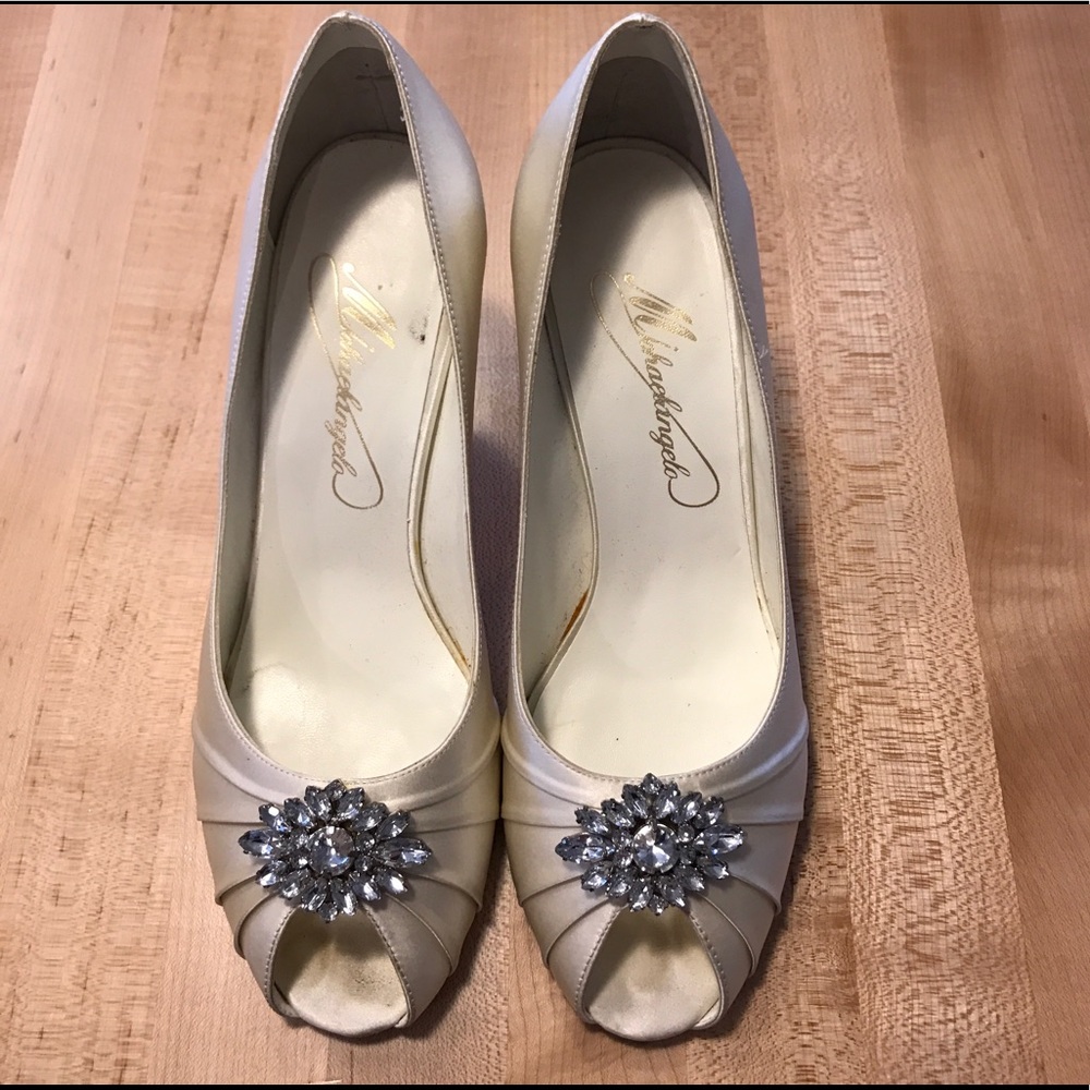 Jeweled Satin Pumps