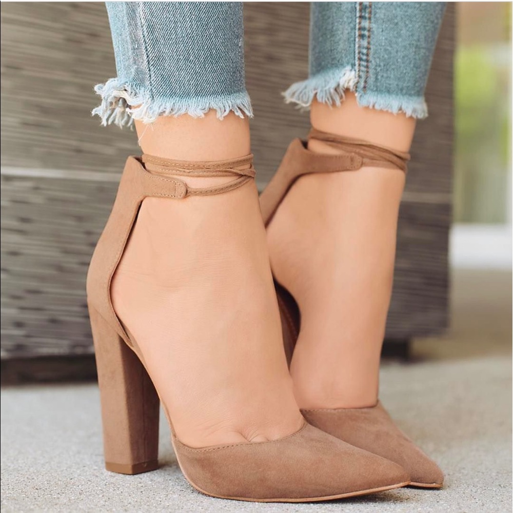 Tan pointy single sole pump heel toe ππ - Picture 1 of 2