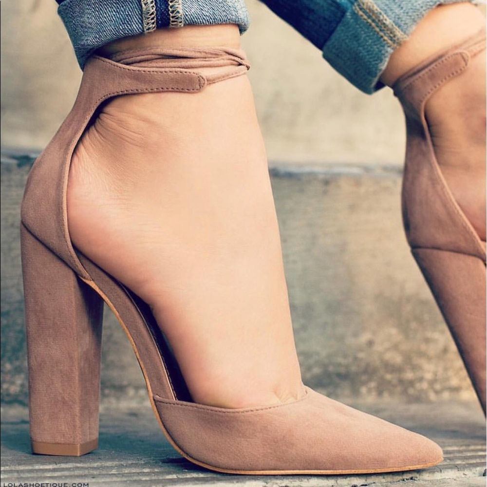 Tan pointy single sole pump heel toe ππ - Picture 2 of 2