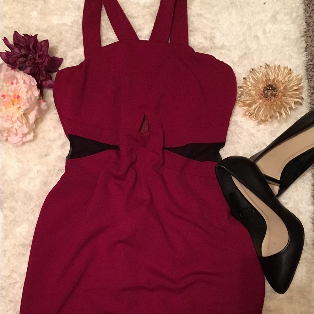 Red Cross Neckline Mini Dress