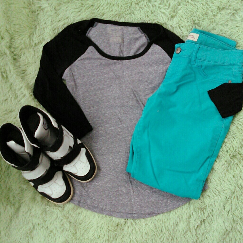 Grey and Black Baseball Tee