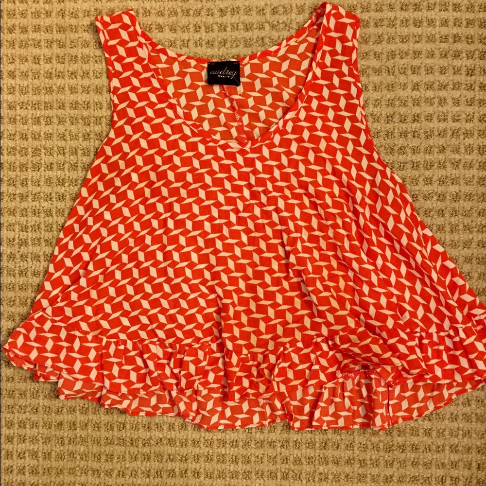 Orange and white Audrey tank top