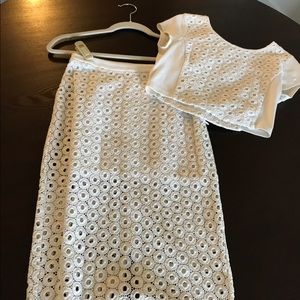 Express White Eyelet Crop Top & Pencil Skirt Express White Eyelet Crop Top & Pencil Skirt