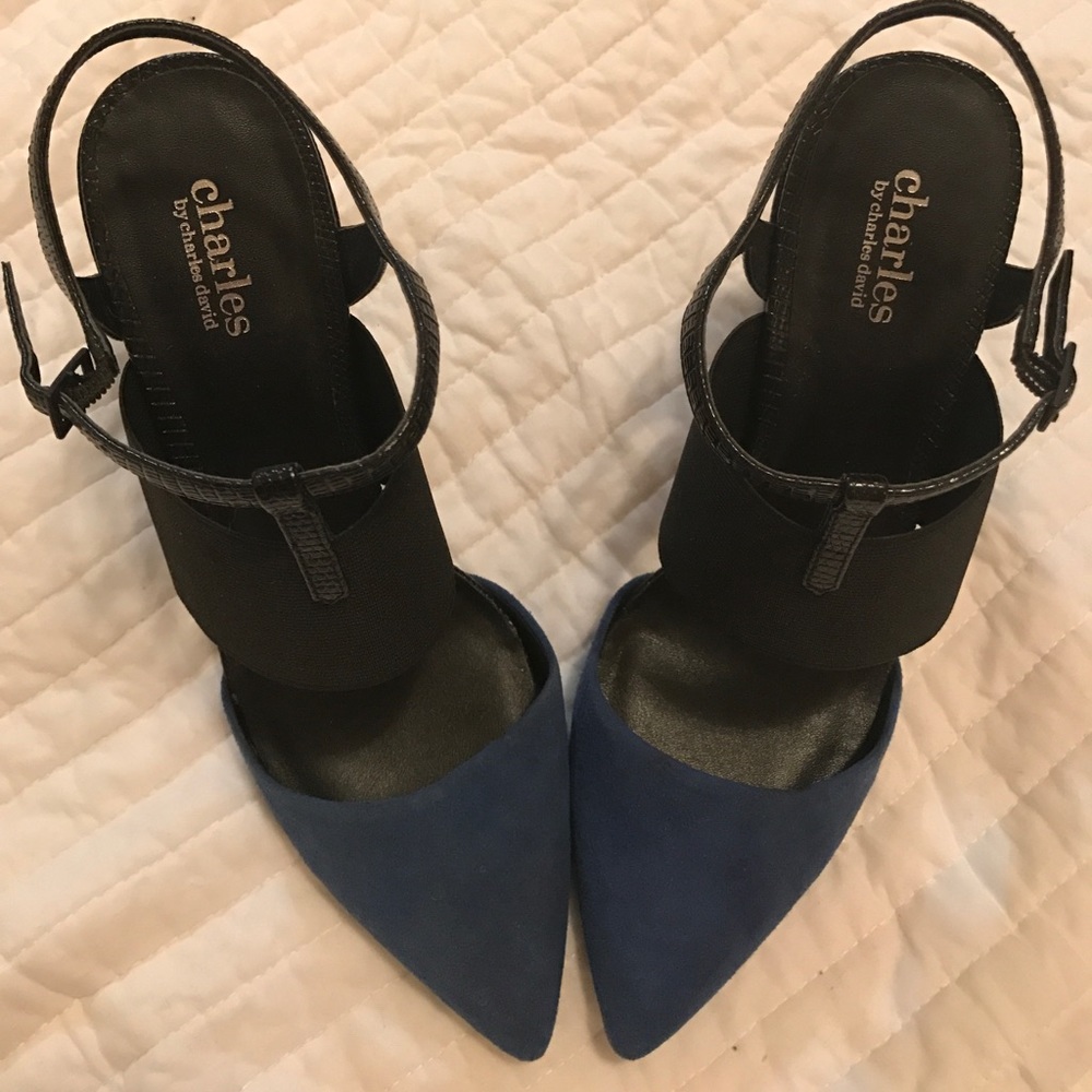 Charles by Charles Davis Blue Suede Heels