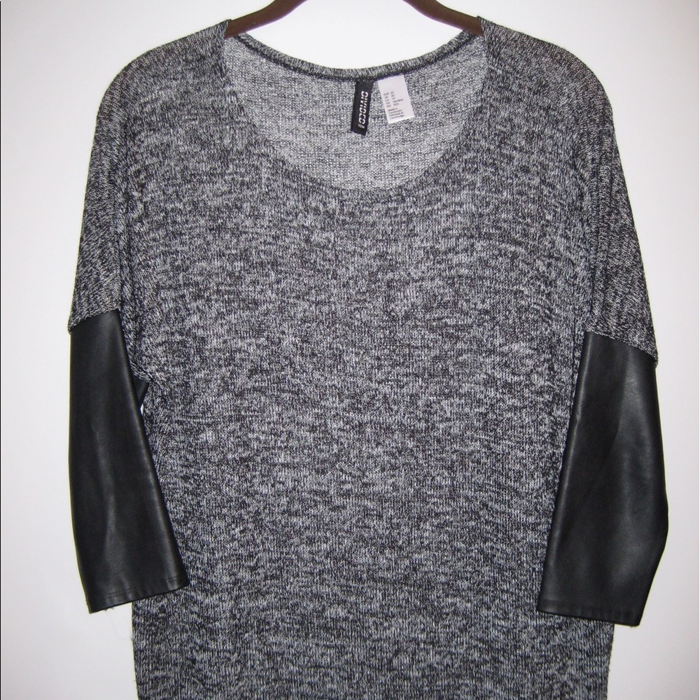 H&M Sweater with Faux Leather Sleeves
