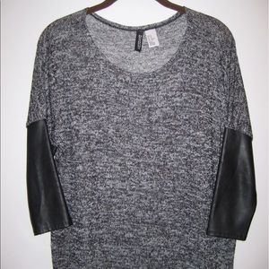 H&M Sweater with Faux Leather Sleeves
