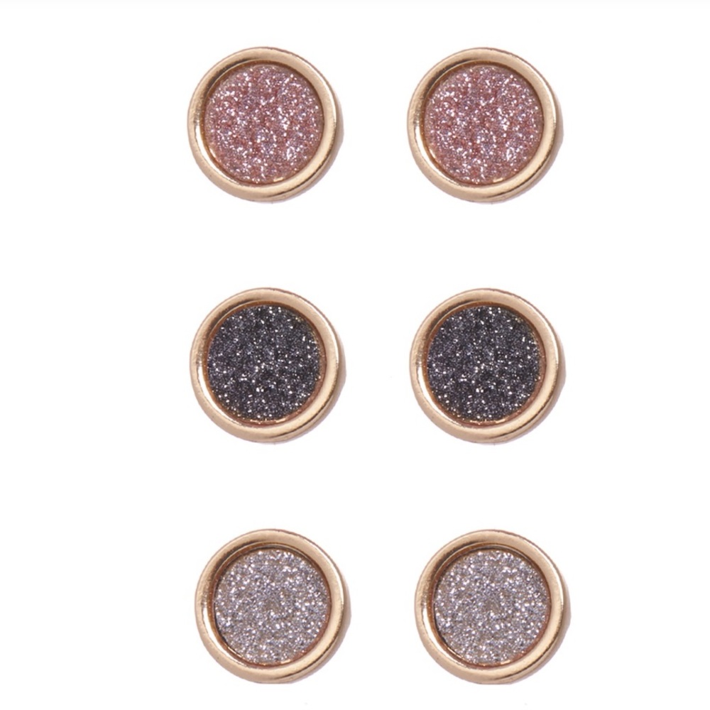 Pack of 3 - Glitter Stud Earrings - Picture 1 of 3