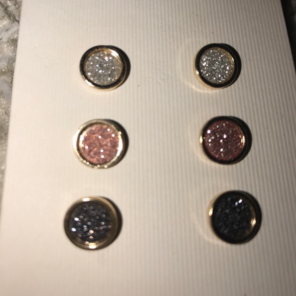 Pack of 3 - Glitter Stud Earrings - Picture 2 of 3
