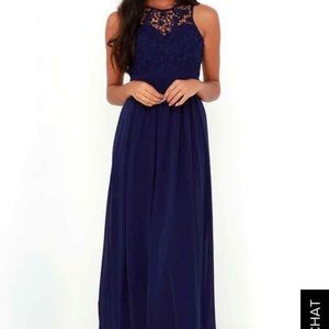 Lulu's Navy Blue Lace Maxi Dress