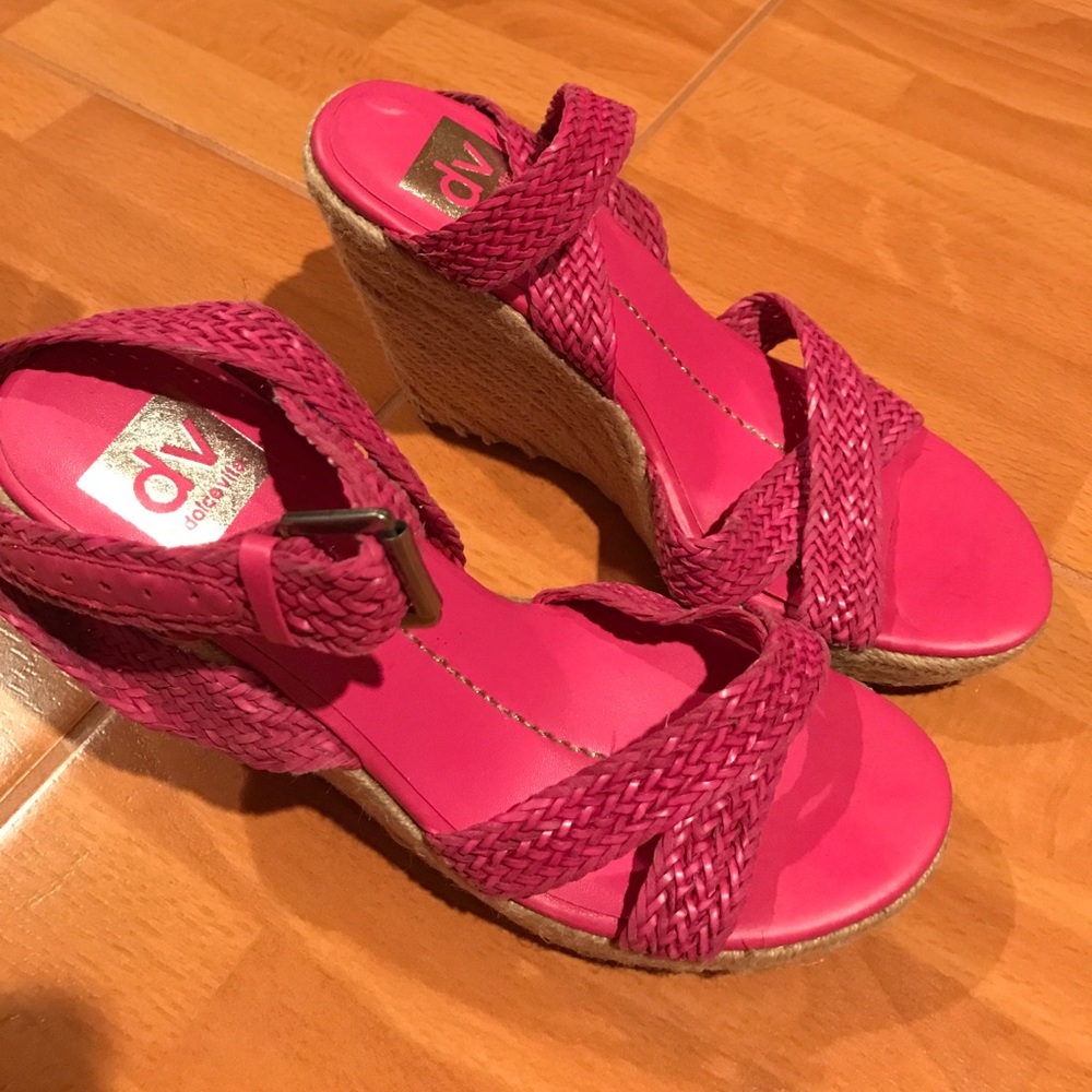 Pink Dolce Vita strappy wedges