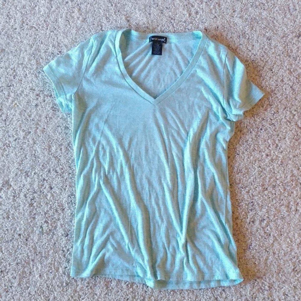 Heather Mint Blue V-Neck Tee