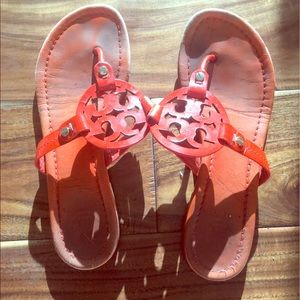 Burnt Orange Tory birch sandals