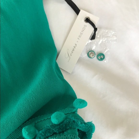 🐘Lovers + Friends  pom pom detail green top - Picture 6 of 8