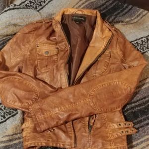 Bagatelle brown faux leather bomber jacket