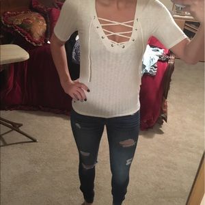 AEO Soft & Sexy Lace-Up T-Shirt